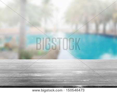 closeup top wood table with Blur Background
