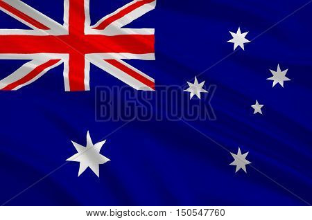 Flag of Australia is an Oceanian country comprising the mainland of the Australian continent the island of Tasmania and numerous smaller islands. 3d illustration