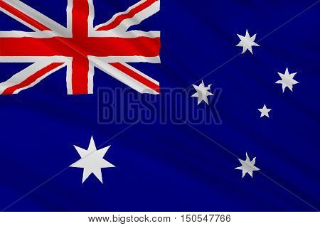 Flag of Australia is an Oceanian country comprising the mainland of the Australian continent the island of Tasmania and numerous smaller islands. 3d illustration