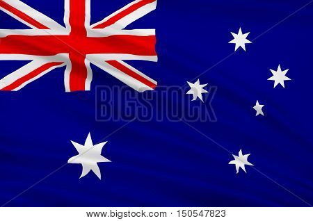 Flag of Australia is an Oceanian country comprising the mainland of the Australian continent the island of Tasmania and numerous smaller islands. 3d illustration