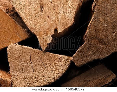 Close up of beech fire wood using as background