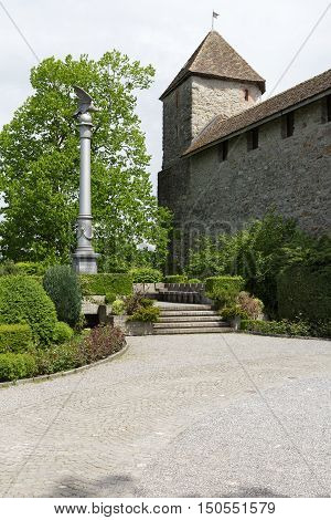 RAPPERSWIL SWITZERLAND - MAY 10 2016: Polish Column of Liberty a symbol of Swiss solidarity to nation who struggle for their freedom. At the current location stands since 1968 was erected in 1868