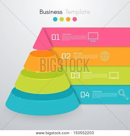 Vector illustration infographics four options pyramid. Stock vector