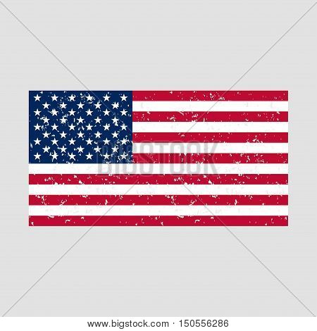 American flag with grunge texture. Vector illustration