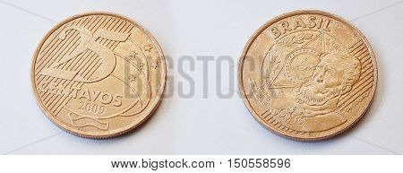 Set Of 25 Brazilian Centavos (2009) Shows Manuel Deodoro Da Fonseca (1827-1892), First President Bra