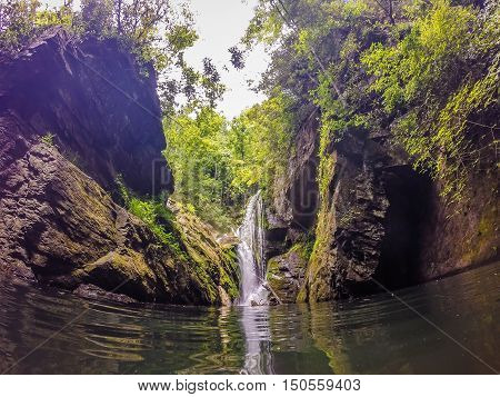 Waterfalls In The Mountains On Lake Jocassee South Carolina