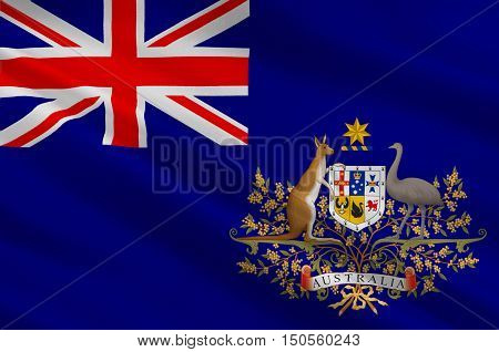 Flag of Australia is an Oceanian country comprising the mainland of the Australian continent the island of Tasmania and numerous smaller islands. 3d illustration