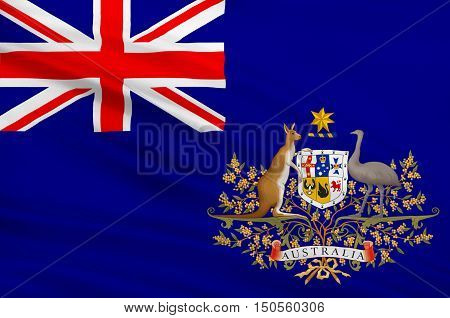 Flag of Australia is an Oceanian country comprising the mainland of the Australian continent the island of Tasmania and numerous smaller islands. 3d illustration