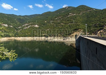 Dam of the Vacha (Antonivanovtsy) Reservoir, Rhodopes Mountain, Bulgaria