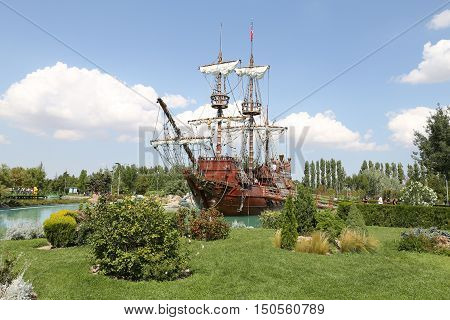 Pirate Ship in Sazova Science Art and Cultural Park in Eskisehir City Turkey
