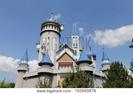 Fairy tale castle in Sazova Science Art and Cultural Park in Eskisehir City Turkey