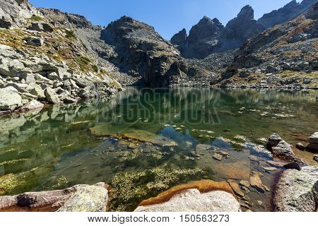 Amazing landscape of The Scary lake and Kupens peaks, Rila Mountain, Bulgaria