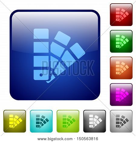 Set of color swatch color glass rounded square buttons