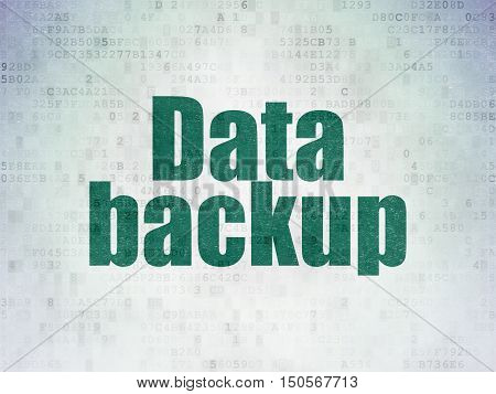 Data concept: Painted green word Data Backup on Digital Data Paper background