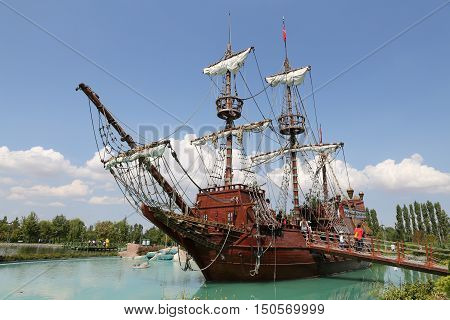 Pirate Ship in Sazova Science Art and Cultural Park in Eskisehir City Turkey