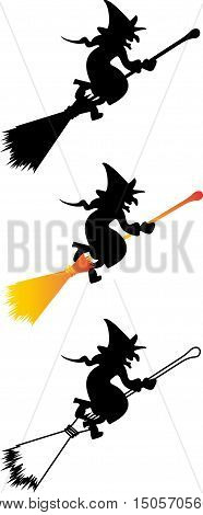 Witch on a broomstick , witch , hag ,