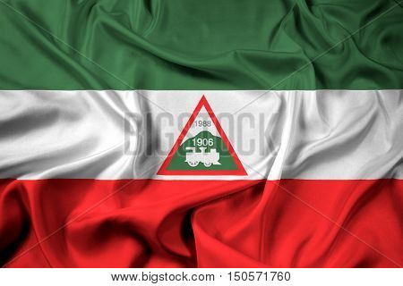 Waving Flag of Joao Neiva Brazil, with beautiful satin background. 3D illustration