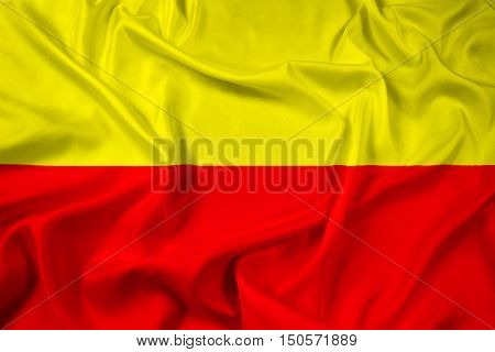 Waving Flag of Karnataka India, with beautiful satin background. 3D illustration