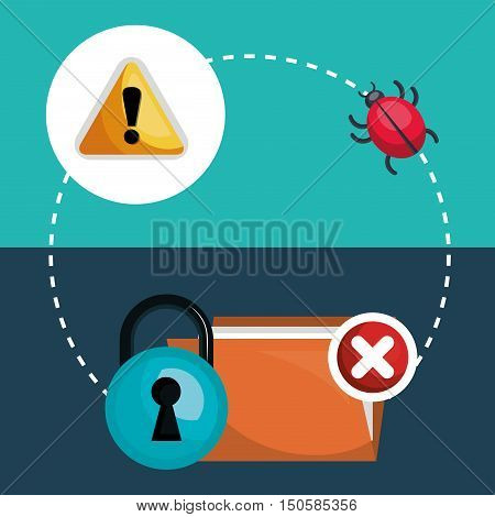 virus alert internet security system icon set. colorful design. vector illustration