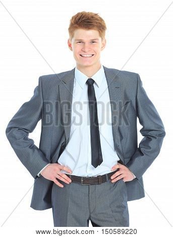young handsome businessman isolated on a white background.