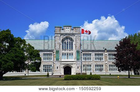 BELLEVILLE, ONTARIO - JULY, 2016 : Albert College is a landmark historic building in the City of Belleville.