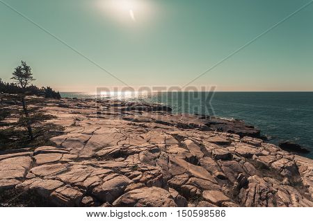 Toned imaged of the Schoodic Peninsula along the Maine Coast.