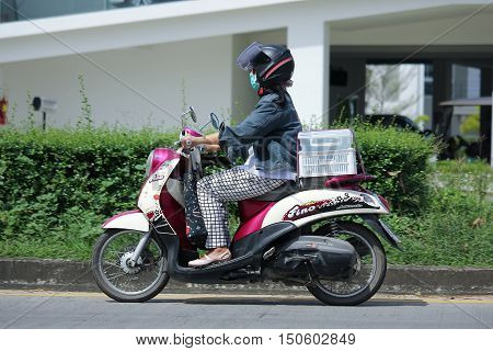 CHIANGMAI THAILAND - OCTOBER 2 2016: Private Yamaha Fino Motorcycle. Photo at road no.121 about 8 km from downtown Chiangmai thailand.