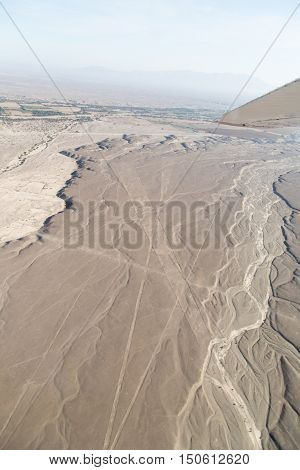World famous Nazca lines from the Nazca overflight- Triangle