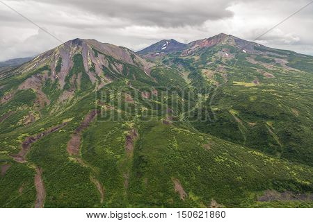 Kronotsky Nature Reserve on Kamchatka Peninsula. View from the helicopter.