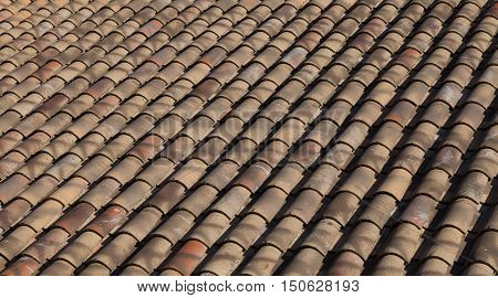 Spanish terracotta roof tiles
Typical Spanish roof covered in S style terracotta clay roof tiles