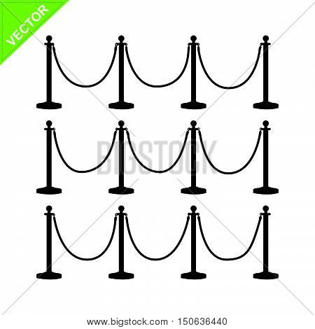 Set Of Golden Pole Barricade Silhouette Vector