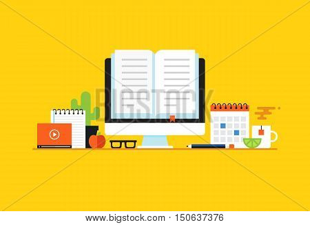 Education, Online learning. Flat design modern vector illustration concept