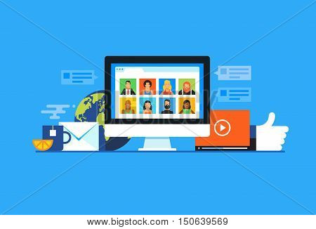 Social media. Flat design modern vector illustration concept.