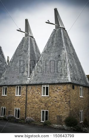 Traditional Kent oast houses in southern England