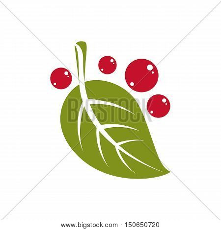 Spring Green Leaf Simple Vector Icon, Nature And Gardening Theme Illustration. Stylized Tree Leaf Wi