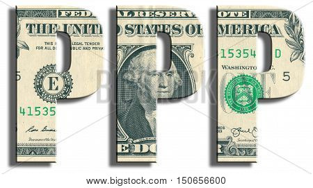 Ppp - Purchasing Power Parity. Us Dollar Texture.