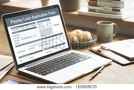 Payday Loan Application Form Salary Debt Concept