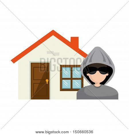 avatar man thief and house property. vector illustration