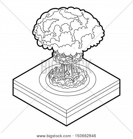 Nuclear explosion icon in outline style on a white background vector illustration