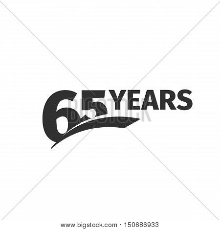 Isolated abstract black 65th anniversary logo on white background. 65 number logotype. Sixty -five years jubilee celebration icon. Sixty-fifth birthday emblem. Vector anniversary illustration