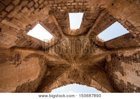 Rooftop of Ruins of St Mary of the Carmelites church situated in the North West corner of Famagusta town in Cyprus.