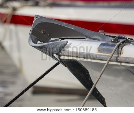 CAGLIARI: Bow of a fishing boat docked in the marina of Marina Piccola - Sardinia