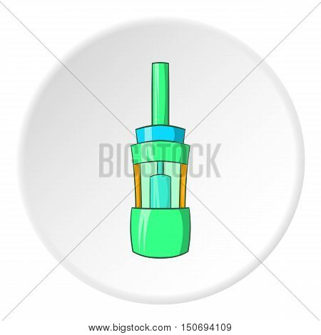 Clearomizer for cigarette icon in cartoon style isolated on white circle background. Smoking symbol vector illustration
