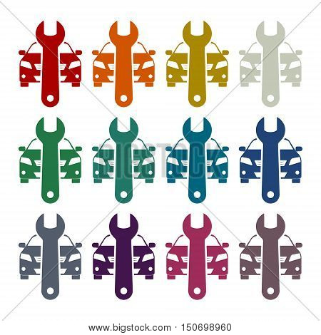 Car service icons set on white background