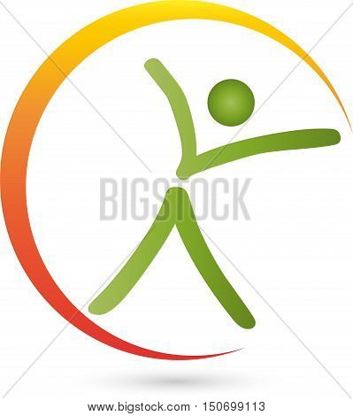 Man and circle, fitness and health, naturopathic logo