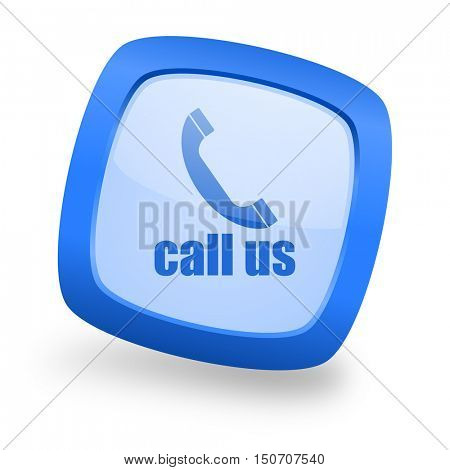 call us blue glossy web design icon