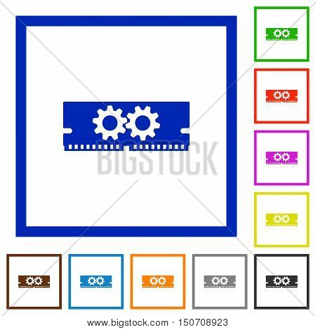 Set of color square framed memory optimization flat icons