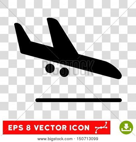 Vector Aiplane Landing EPS vector pictogram. Illustration style is flat iconic black symbol on a transparent background.