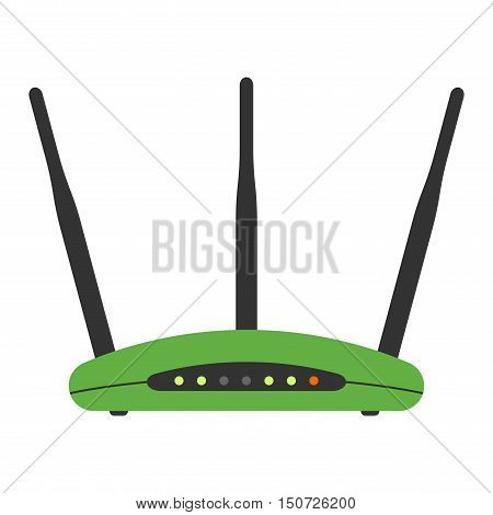 Wifi modem router isolated on white. Router detailed flat icon graphic illustration. Flat wi-fi modem technology. Flat wi-fi modem digital design.