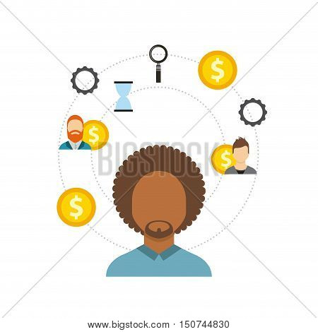 Business growth funds flat icons vector illustration design